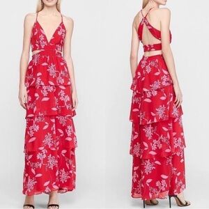 NWT Express Red and White Floral Backless Dress
